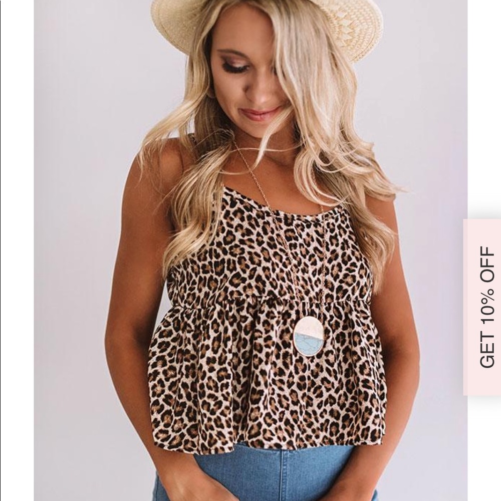 NWT Peplum leopard tank top